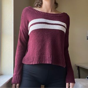 Hollister maroon sweater with white stripes Size XS
